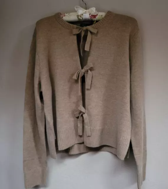 NEW POLO RALPH Lauren Sz Medium Wool Cashmere Bow Cardigan Sweater Yellow  £106.57 - PicClick UK
