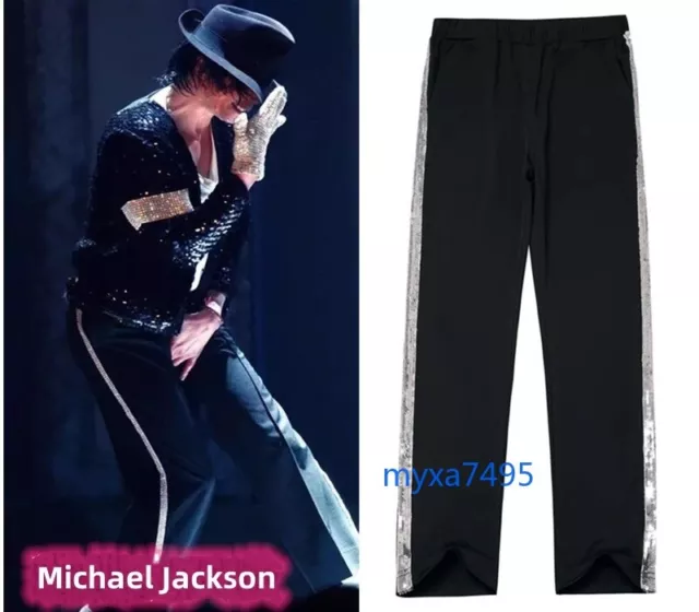 MJ Michael Jackson Billie Jean Entertainers Straight Pants Trousers Black Cos