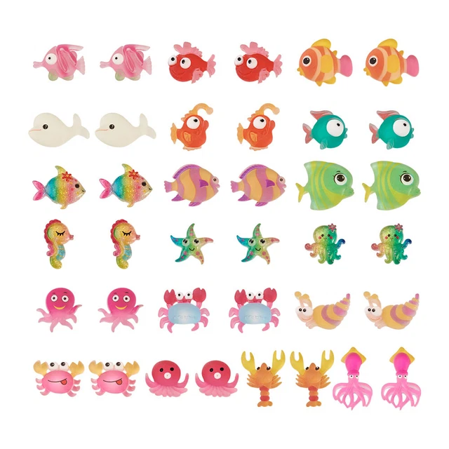 114Pcs Ocean Animal Theme Resin Cabochons Fish Crab Starfish Flatback Beads