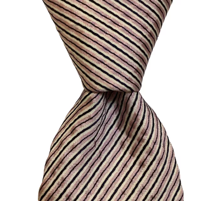 GIORGIO ARMANI Mens 100% Silk Necktie ITALY Designer STRIPED Pink/Blue/White EUC