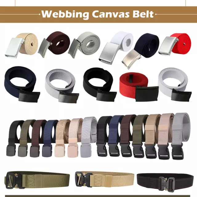 Mens Unisex Nylon Canvas Webbing Belt Regular Military Army Trousers Tactical