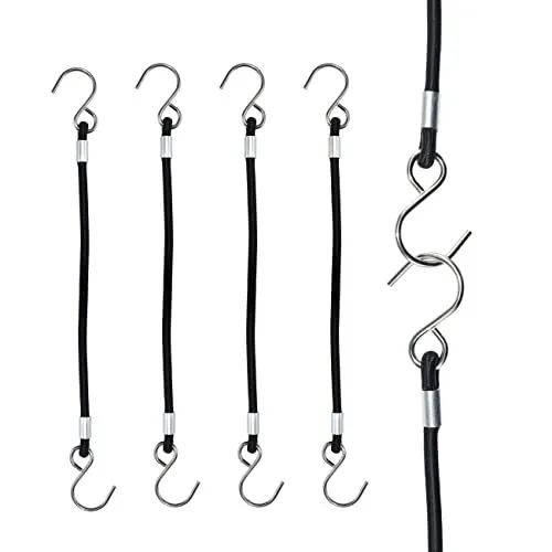 SDTC Tech Heavy Duty Bungee Cords with Stainless Steel Hooks 4-Pack 24" Premi...