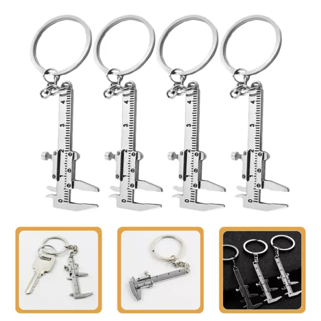 4 pcs Small Vernier Caliper Keychain Mini Pendant Keychain Portable Pendant
