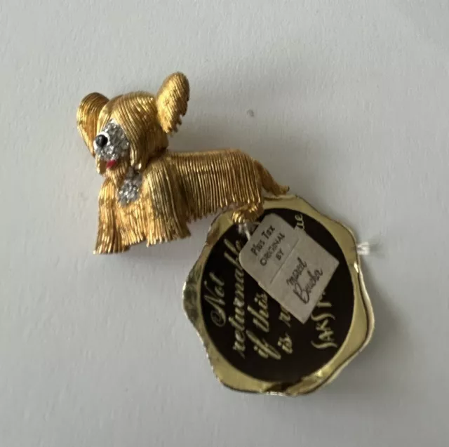Vintage Signed & Numbered Marcel Boucher Skye Terrier Pin/Brooch with Tags