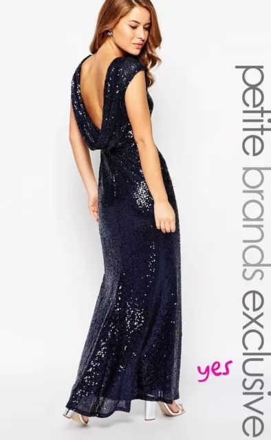 Lipstick Boutique Petite Sequin Cowl Back Maxi Party Cocktail Dress UK4 RRP£95