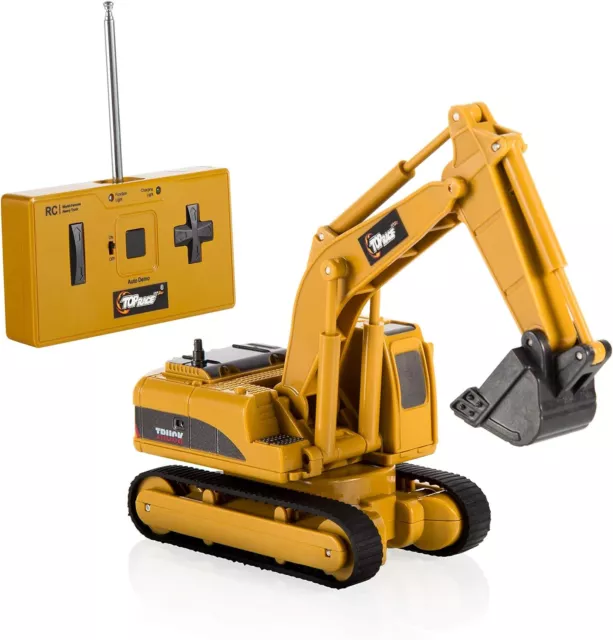 Top Race 4 Channel Mini Remote Control Excavator 1:64 Scale, Mini Construction T