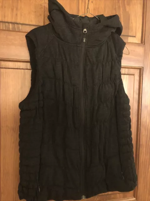 Be by blanc noir vest Women’s Black Quilted Puffer Size XL Hooded Full Zip