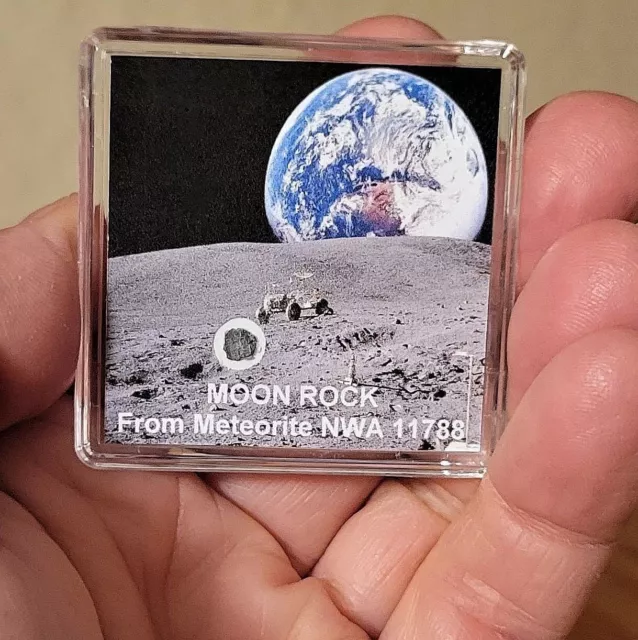 MOON ROCK DISPLAY -LUNAR METEORITE - DELUXE EDITION +EASEL +CERTIFICATE       er