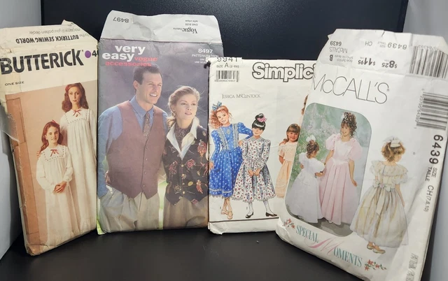 Lot Of 4 Vintage Clothing Patterns Butterick McCall's Vogue Simplicity Costumes
