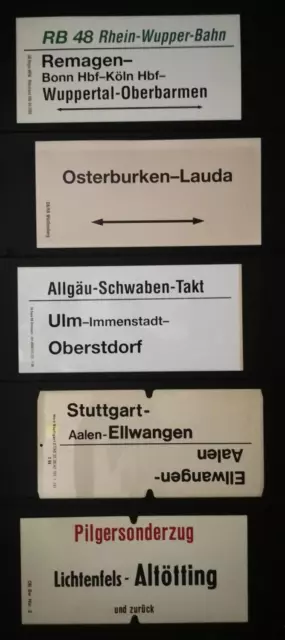 5 original verschiedene Zuglaufschilder (groß) - Außenschilder alt von früher...