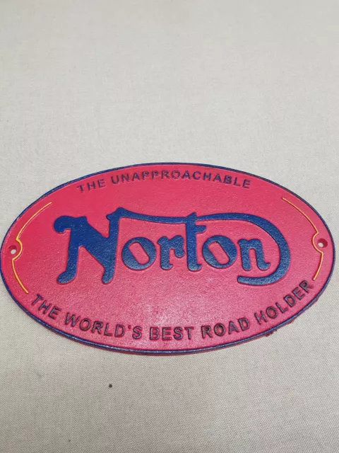 NORTON THE WORLD'S BEST ROAD HOLDER, CAST IRON SIGN, 32.5Cm x 20cm Man Cave