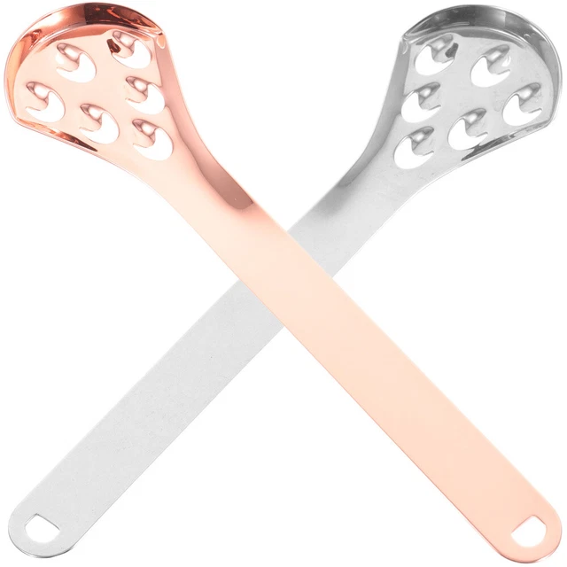 2 piezas raspador de lengua acero inoxidable limpiador de lenguas raspador de lengua portátil de 6 agujeros