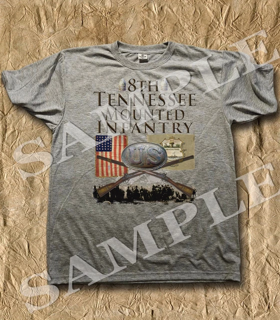 8TH MOUNTED INFANTRY Union Army ash colored Civil War Themed unisex t