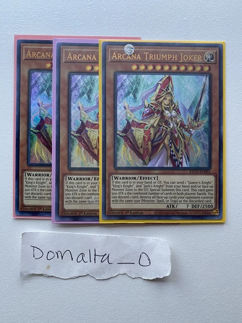 3x Yugioh Arcana Triumph Joker KICO-EN001 Ultra Rare 1st Edition NM/VLP Playset