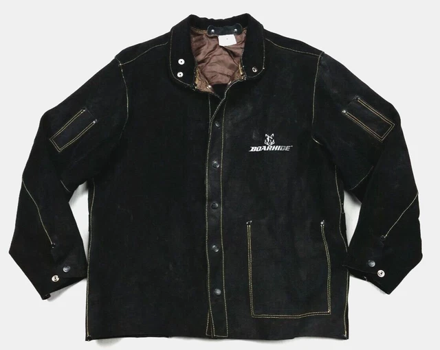 Caiman Boarhide Pig Leather Black Snap Welding Coat Jacket Medium 3029-4