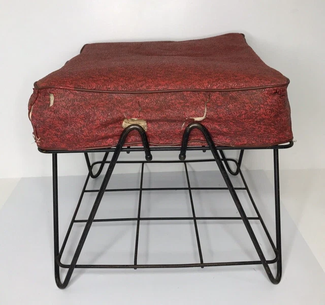 VINTAGE MIDCENTURY METAL Frame Steel Bar Foot Stool Hassock RARE £67.76 PicClick UK