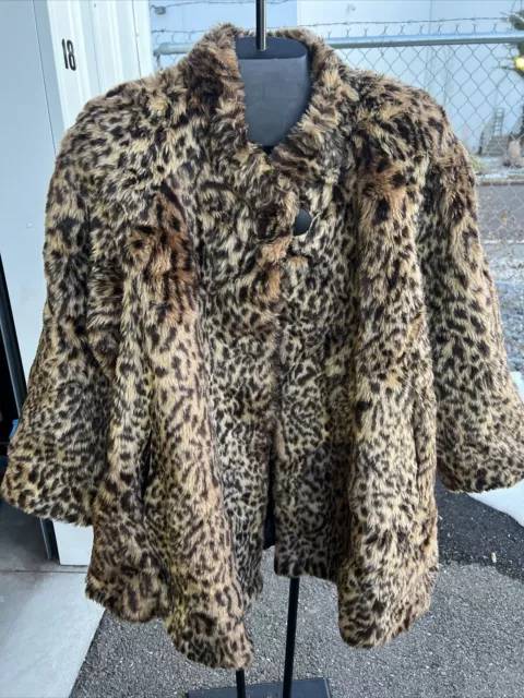 Vintage Monterey Fashions Long - M Faux Fur Coat Cheetah MADE IN USA! PLUSH!