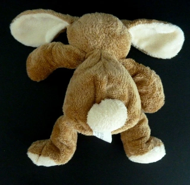 81. DOUDOU PELUCHE NICOTOY LAPIN marron beige ecru blanc billes19cm EXC. ETAT 3