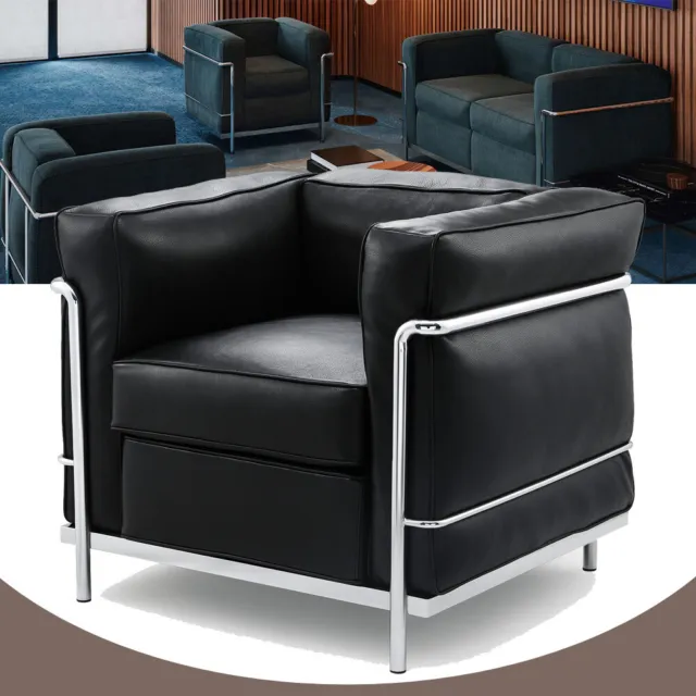 Le Corbusier LC2 Style Leather Lounge Chair Armchair Single Sofa For Living Room