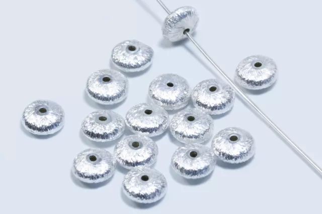 INWARIA Linsen 925 SILBER Ø 4/6mm gebürstet Rondelle Perlen Zwischenperlen SS184