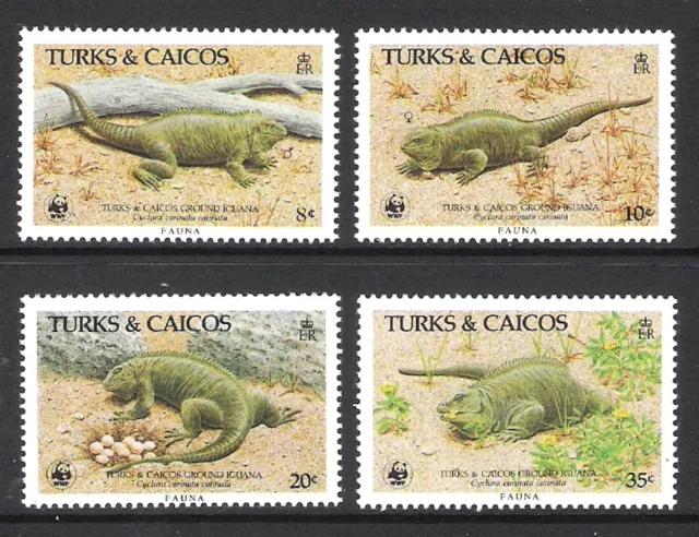 Turks & Caicos 1986 Wwf Iguana Set Of 4 (F/Mnh)