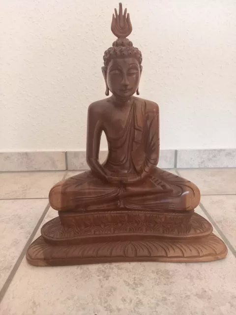 Großer Holzbuddha, Buddha Statue, Handarbeit, Höhe  37 cm