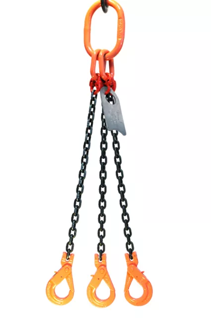 Chain Sling - 1/2" x 10' Triple Leg with Positive Locking Hooks - Grade 80