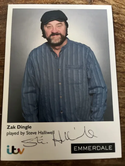 ITV Emmerdale Zak Dingle Steve Halliwell Hand Signed Cast Card Autograph