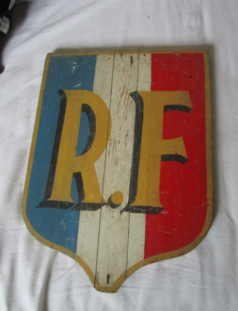 Old official R.F. French Republic panel in painted wood
