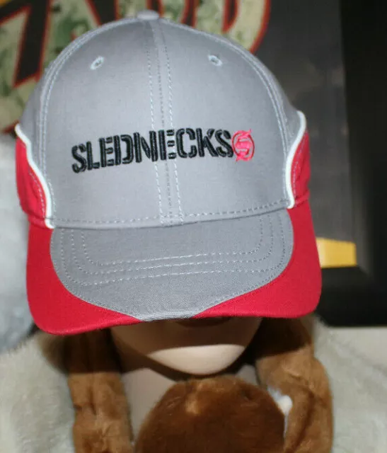 SLEDNECKS "FLEXFIT CHRIS BURANDT" HAT Gray/ Red Sz L/LX Adults New