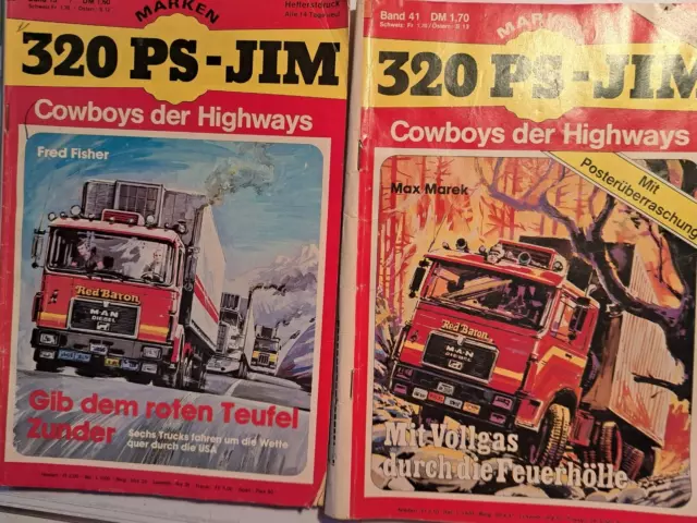 2 Romanhefte  320 PS - Jim, Cowboys der Highways, Nr. 13 + 41, Marken Verlag