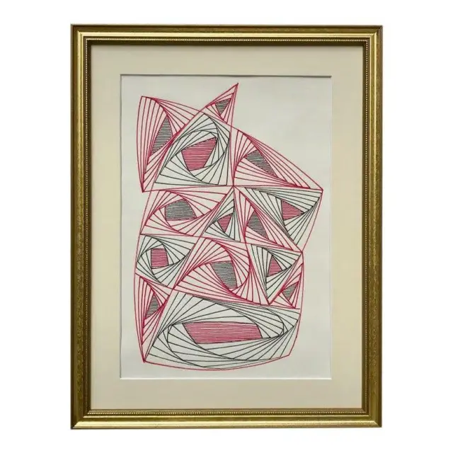 VIntage Mid Century Modern Geometric Abstract Drawing by W. G. Davis