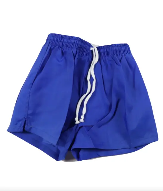 NOS Vintage 90s Youth Large Blank Lined Nylon Running Soccer Shorts Royal Blue