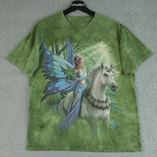 The Mountain Shirt Mens Medium Green Anne Stokes Unicorn Fairy Princess Dragon