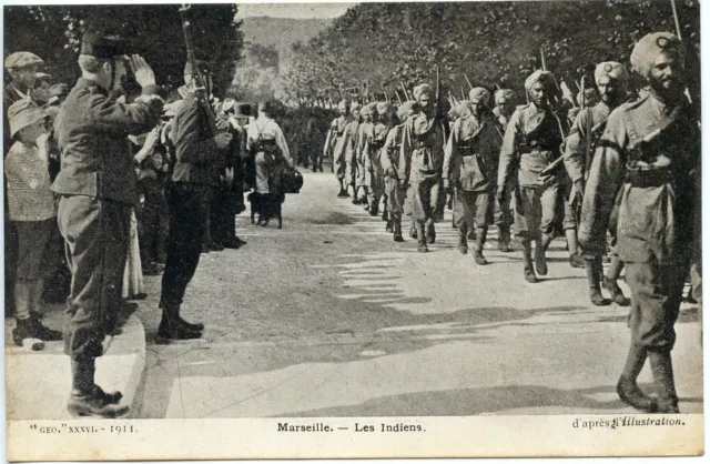 Ww1 // Cpa / Military War // Marseille Les Indiens