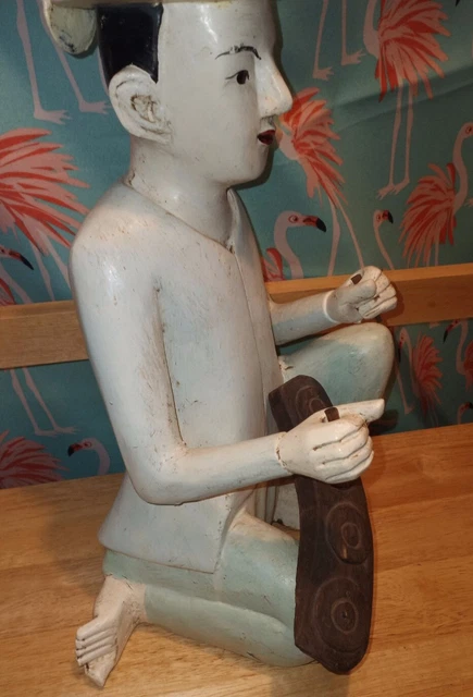 Hand Carved Wooden Burmese Statue? Beautiful Heavy 3