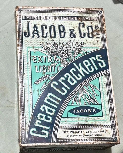 Jacob & Co Extra Light Cream Crackers 1 lb 4oz - Vintage Collectable Tin