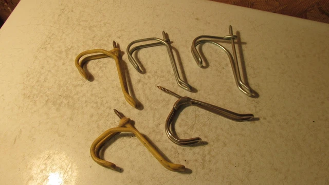 5 Antique Bent Wire Coat Hooks   #11