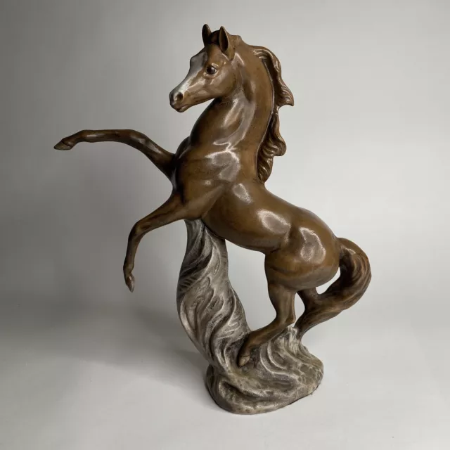 Vintage Bisque Porcelain  REARING HORSE Figurine Statue Mid Century Sculpture