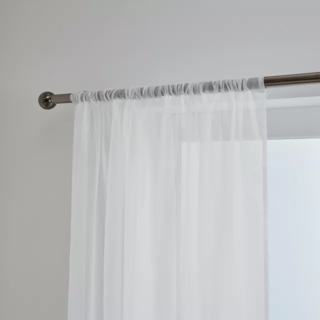 Lucy Extra Long White Voile Curtain Panel With Slot Top 118" (300cm) 3m Drop 2