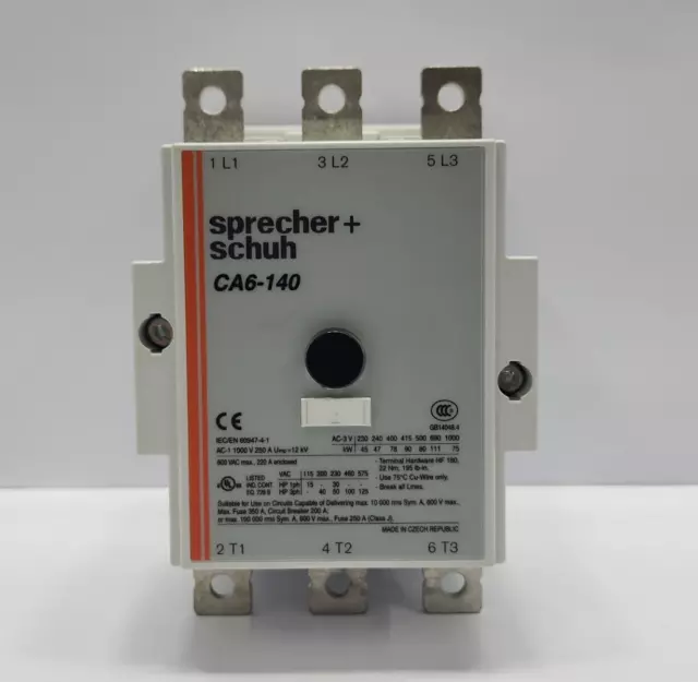 Sprecher+Schuh Ca6-140-11-120B Contactor Ca6-140 120 Vac Coil 2