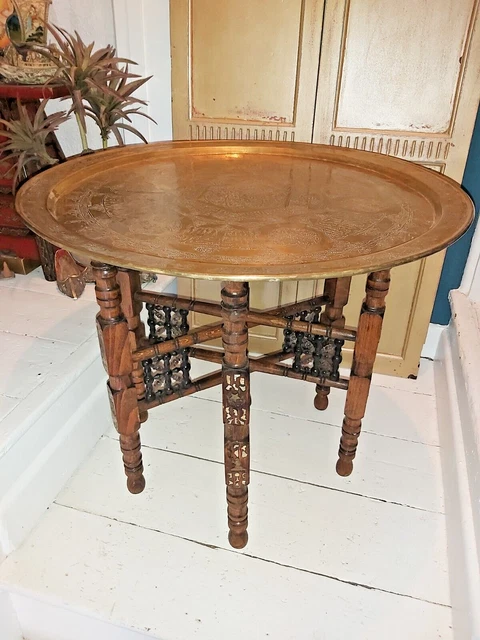 Antique/Vintage North African Folding Brass Table