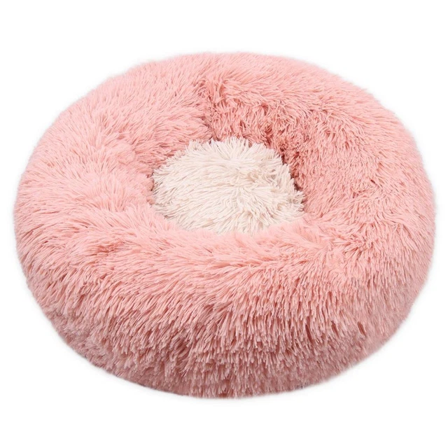 Donut Plush Pet Dog Cat Bed Fluffy Ultra-soft Warm Calming Round Sleeping Bed