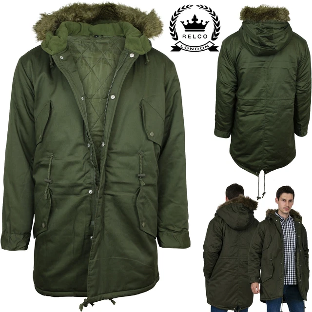 Relco Mens Green Fishtail Parka Jacket Coat Retro Mod Scooter 50s 60s 70s