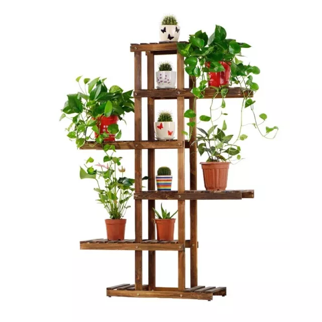 Wooden Plant Stand 6 Tiers Indoor Outdoor Garden Planter Flower Pot Stand