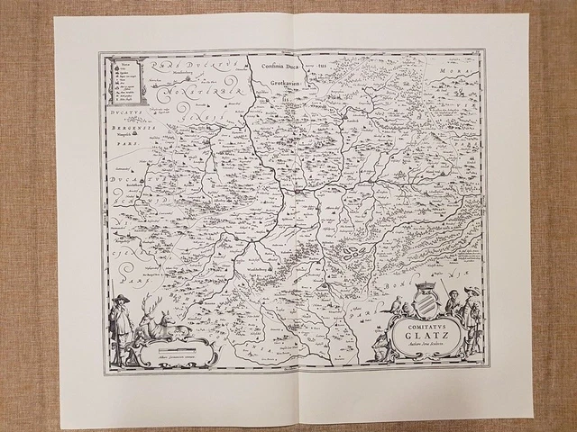 Comitatus CARTA GEOGRAFICA O mappa Comitatus Glatz Polonia Anno 1645 Joan Blaeu ...