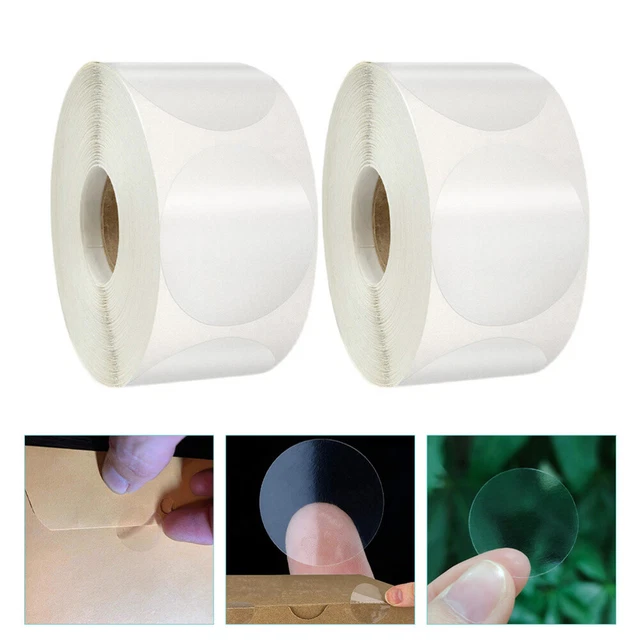 2 rollos pegatina transparente 38 mm sobre oblea sello etiqueta autoadhesiva