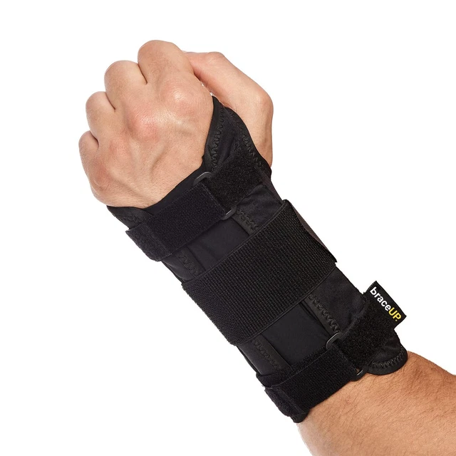 Attelle De Poignet Gauche BraceUP Taille S/M - Orthopédique, Aluminium, Noire, Neuve