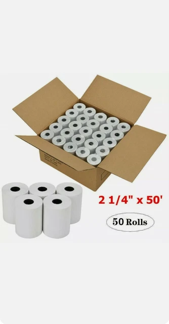 2 1/4 x 50' Thermal Paper 50 Rolls Credit Card & Cash Register POS Receipt Paper