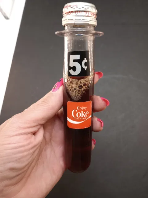 Extremely Rare Vtg 5 Cent Coca-Cola  Glass Sample Tube with Cap Unopened.